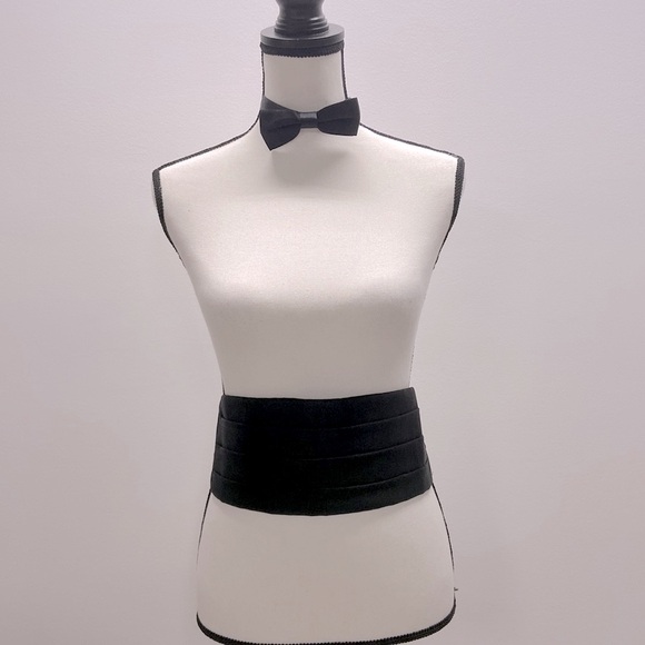 Prom/Wedding Cummerbund & Bow-Tie Set Black Satin - Picture 3 of 13